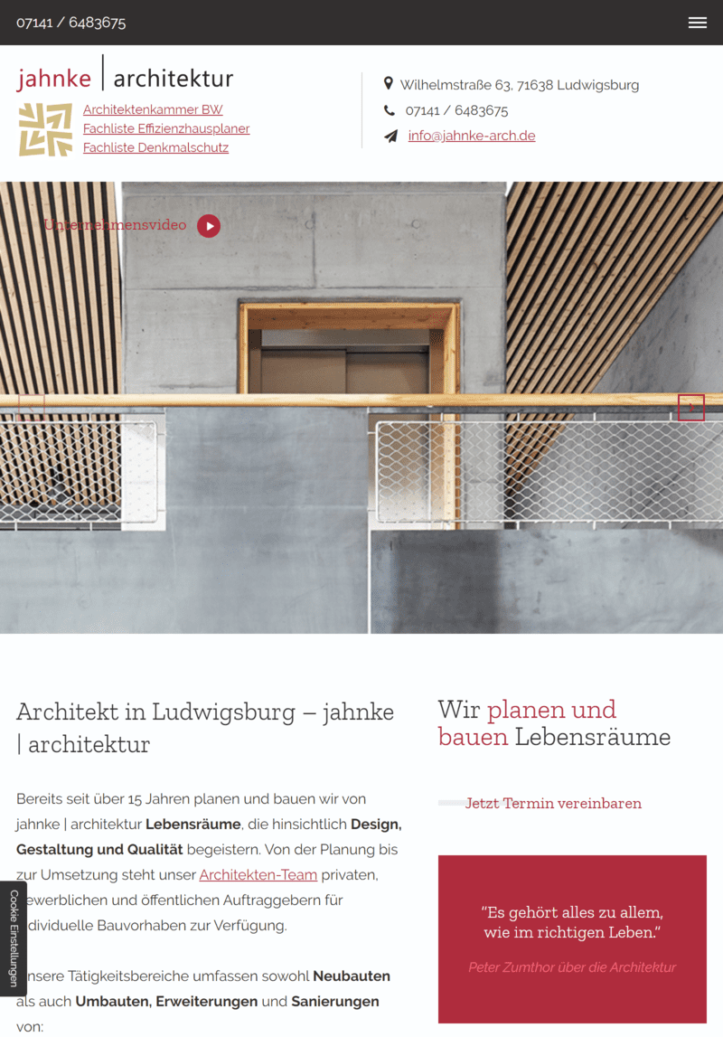 Jahnke Architektur | Tablet